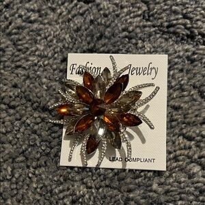 Elegant Brown and Silver Brooch